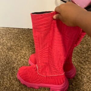 Pink kneew high boots